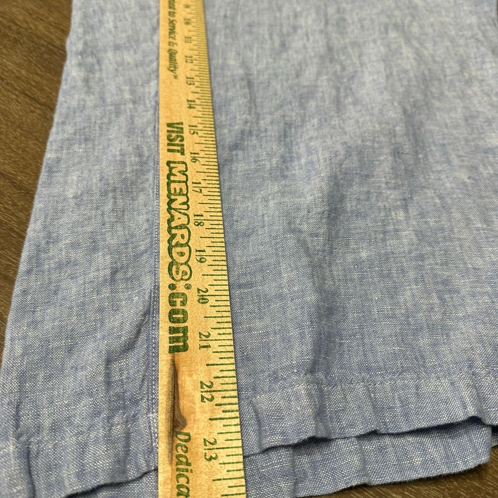 Lands End 1X 100% Linen High Rise Wide Leg Crop Pants Blue Drawstring - Picture 11 of 11